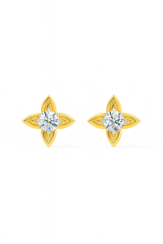 Golden Bloom Diamond Stud