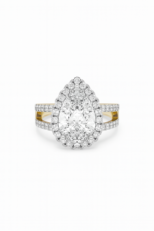 Royal Teardrop Halo Ring