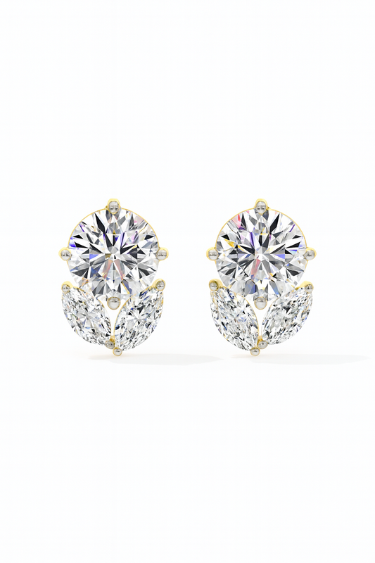 Floral Elegance Diamond Stud Earrings