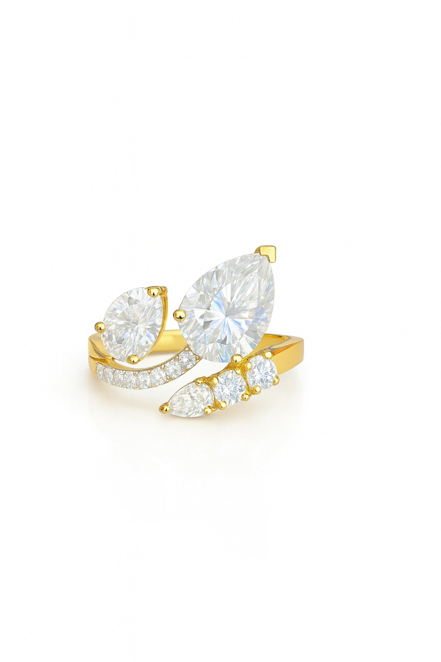 Cascade Pear & Round Diamond Ring