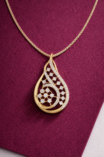 Serene Teardrop Diamond Pendant Necklace