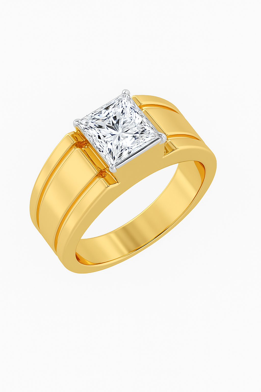 Royal Princess-Cut Gold Band