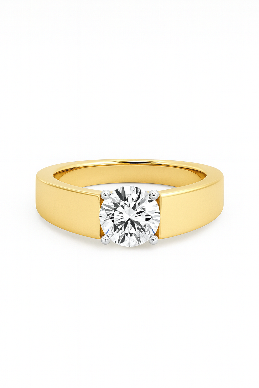 Bold Round Solitaire Gold Ring