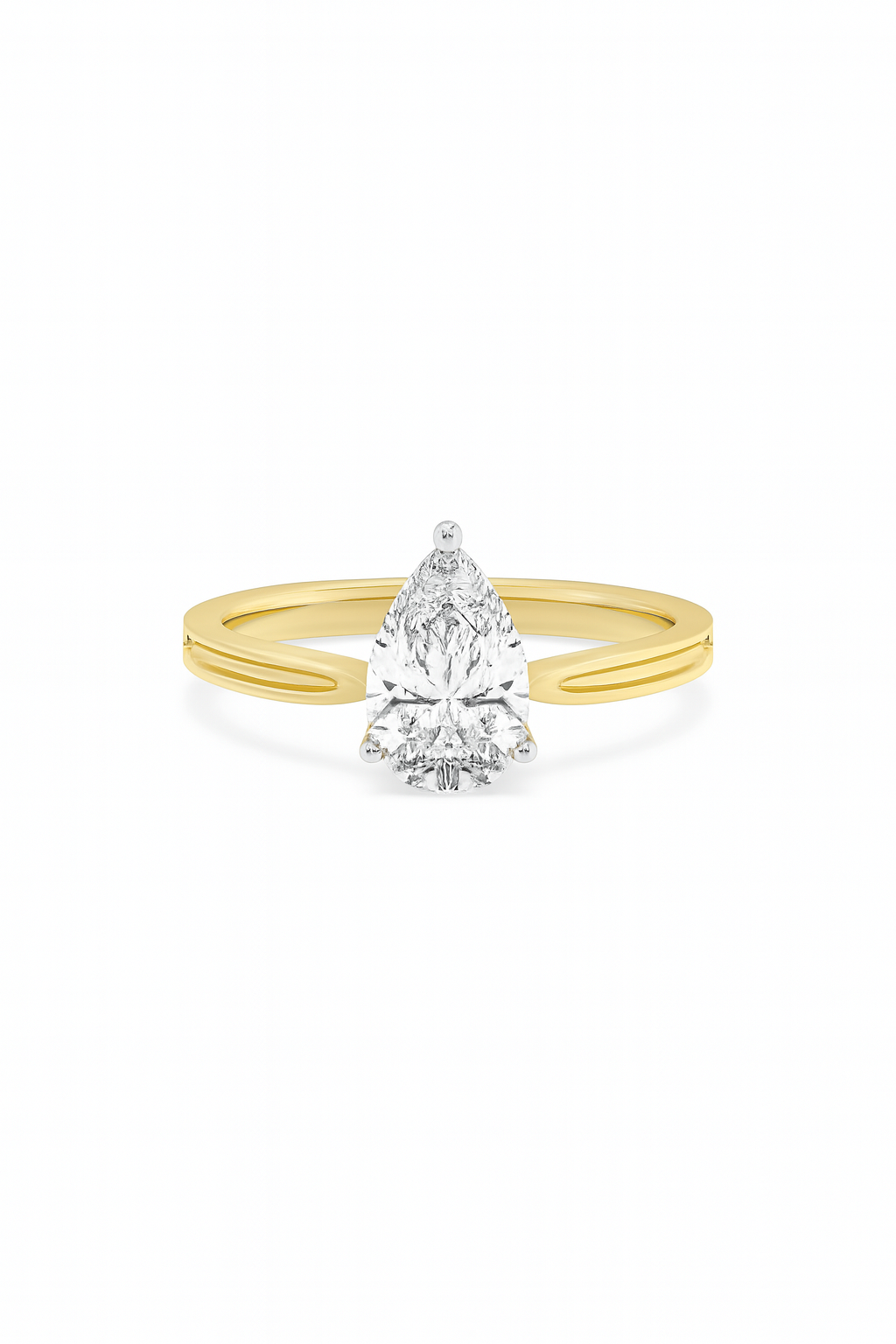 Golden Teardrop Solitaire Ring