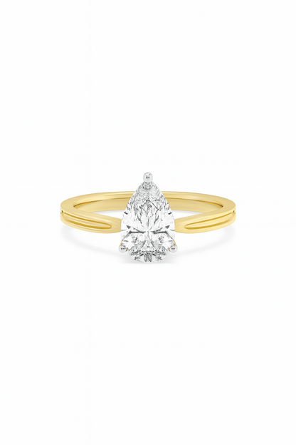 Golden Teardrop Solitaire Ring