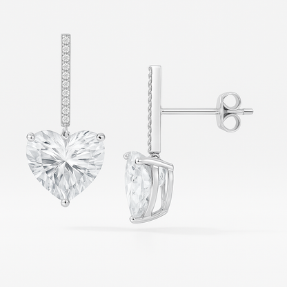 Heart-Shaped Diamond Drop Earrings