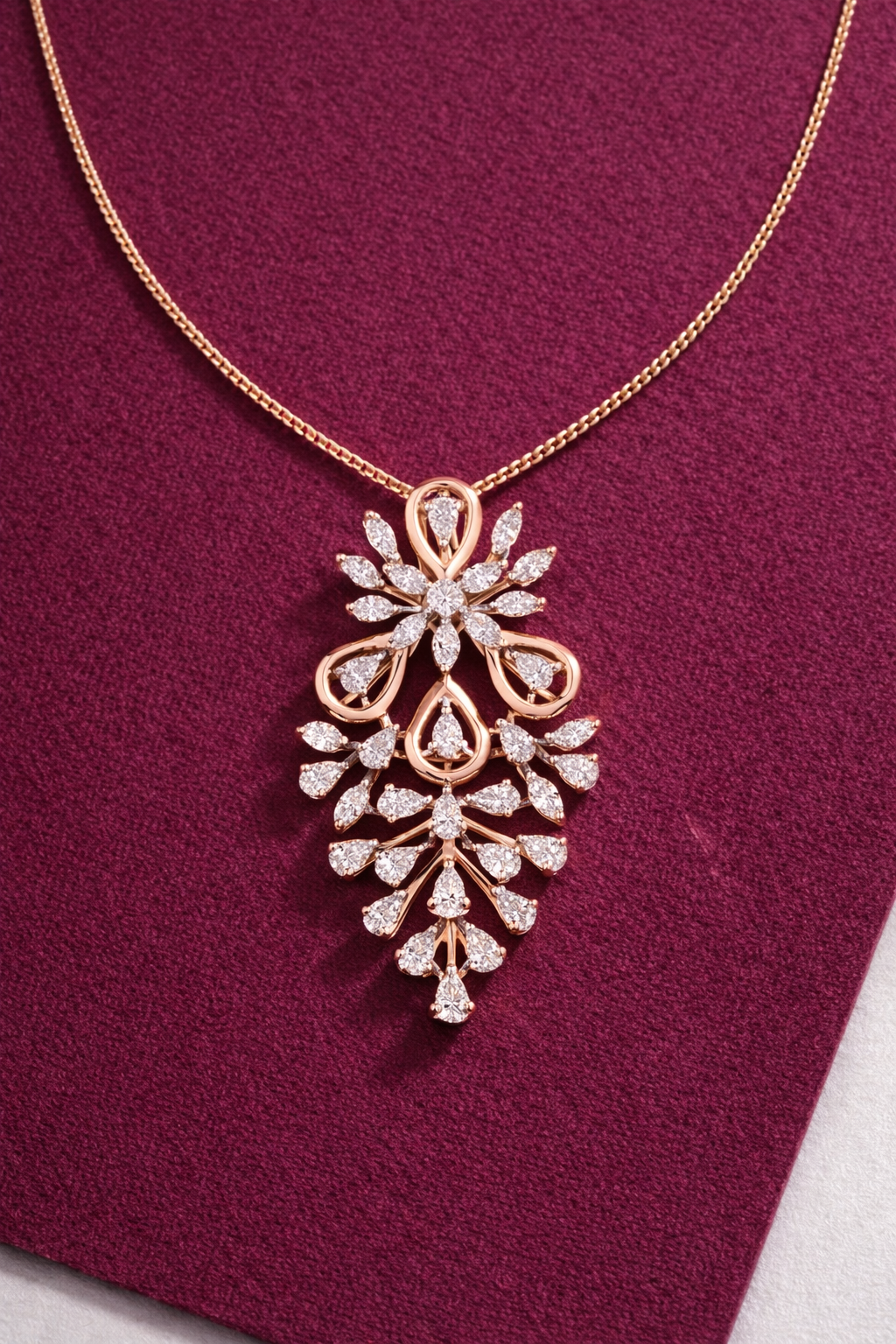 Floral Cascade Diamond Pendant Necklace