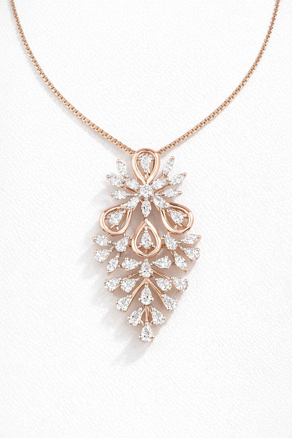 Floral Cascade Diamond Pendant Necklace