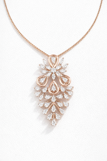 Floral Cascade Diamond Pendant Necklace