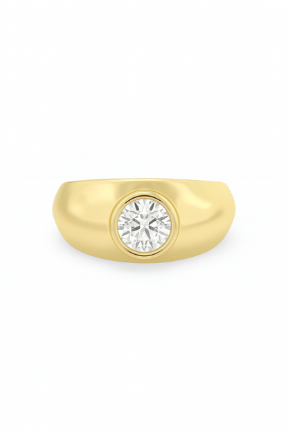 Classic Bezel Round Diamond Gold Ring