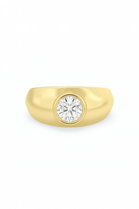 Classic Bezel Round Diamond Gold Ring