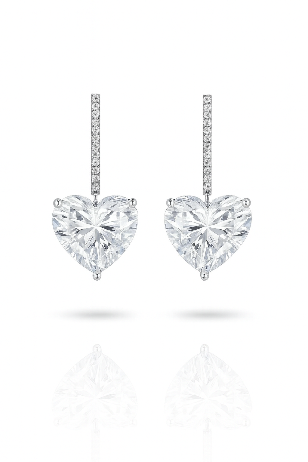 Heart-Shaped Diamond Drop Earrings