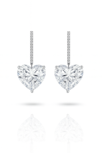 Heart-Shaped Diamond Drop Earrings