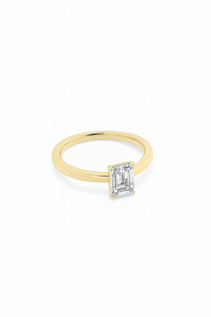 Radiant Elegance Emerald Solitaire Ring