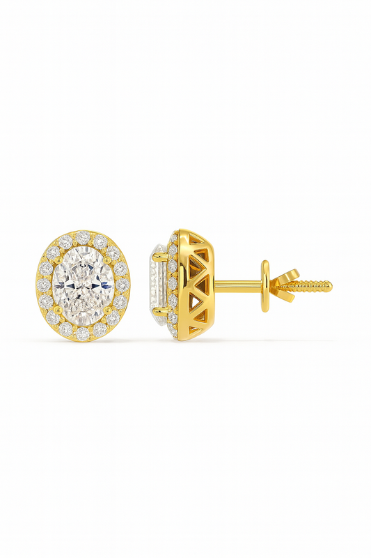Radiant Halo Oval Diamond Studs