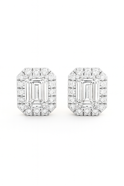 Emerald Halo Diamond Studs