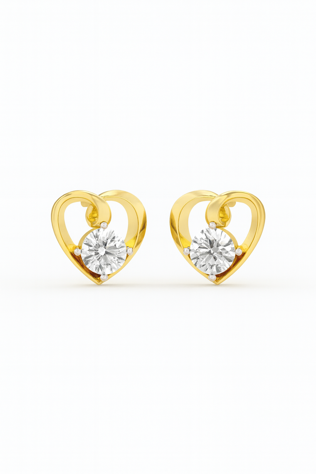 Golden Heart Diamond Studs