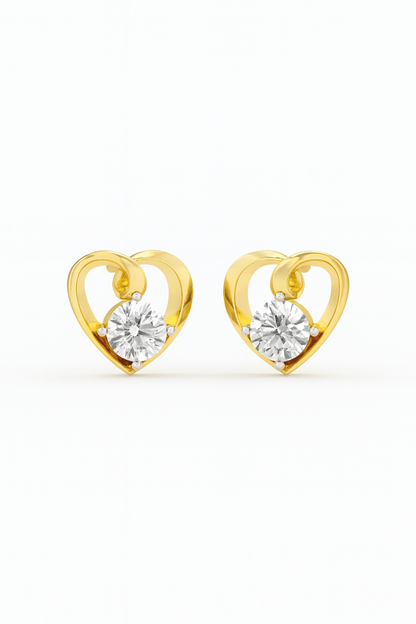 Golden Heart Diamond Studs