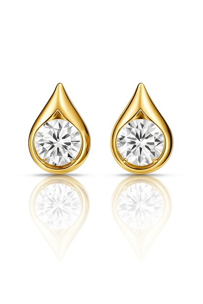 Golden Teardrop Diamond Stud