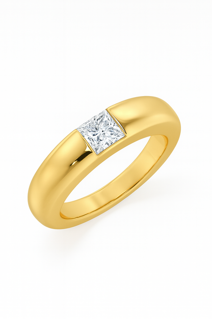Princess Cut Tension-Style Gold Ring