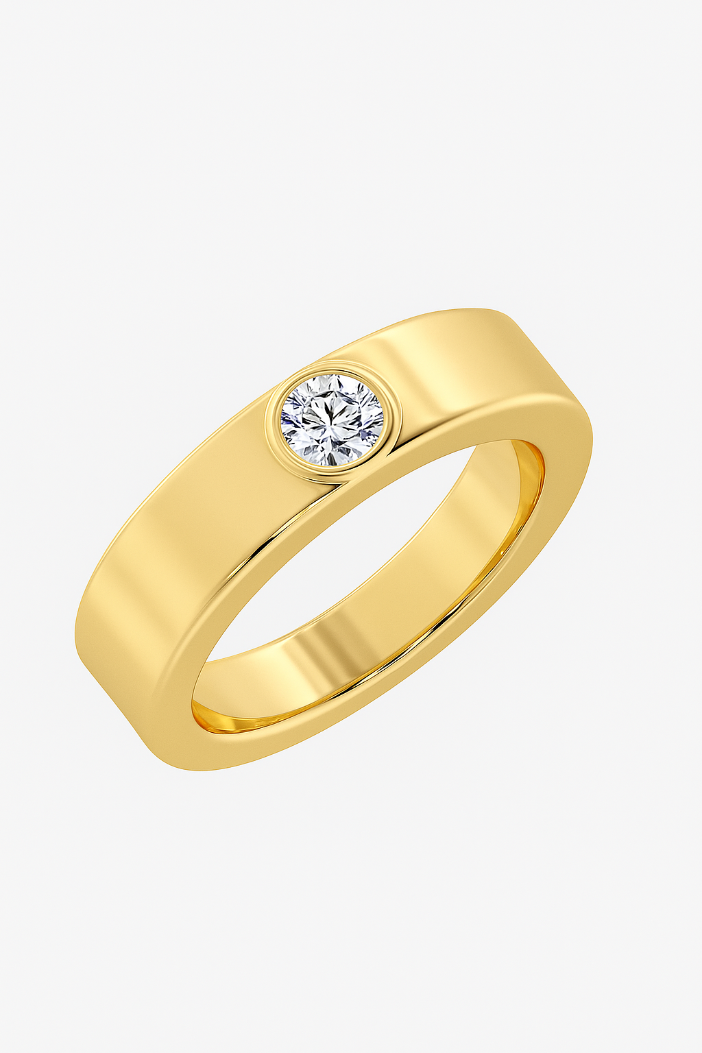 Bezel-Set Solitaire Gold Ring