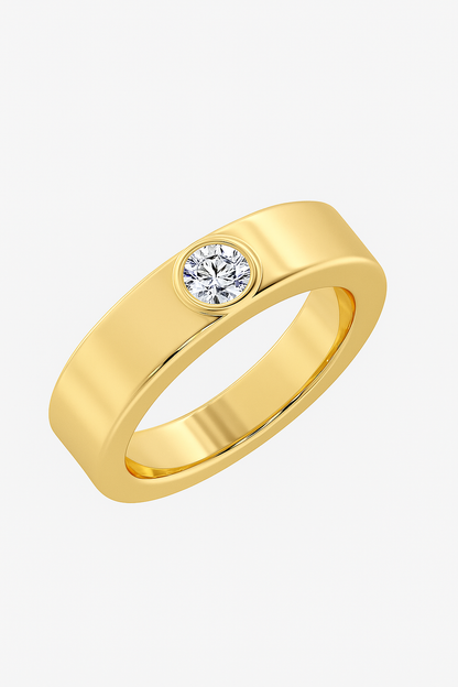 Bezel-Set Solitaire Gold Ring