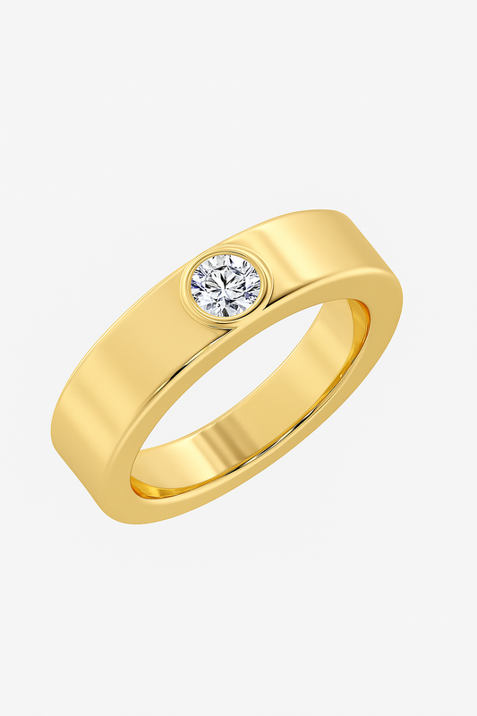 Bezel-Set Solitaire Gold Ring