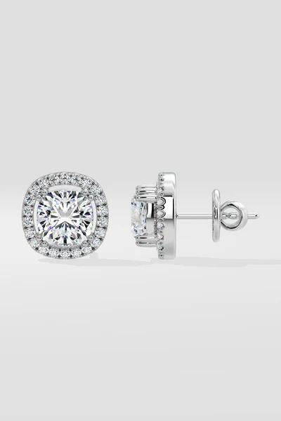 Cushion Halo Diamond Stud