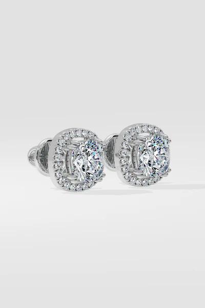 Cushion Halo Diamond Stud