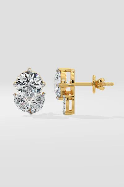 Floral Elegance Diamond Stud Earrings