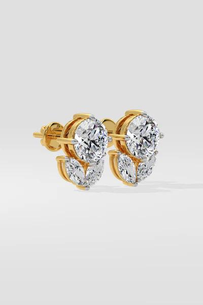 Floral Elegance Diamond Stud Earrings