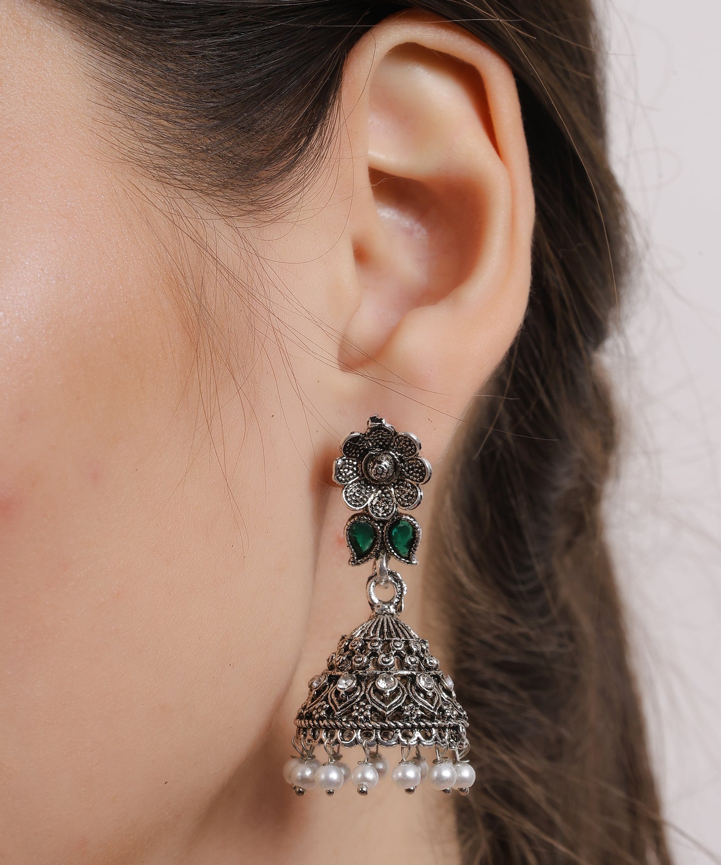 Oxidized Noor Jhumka Set