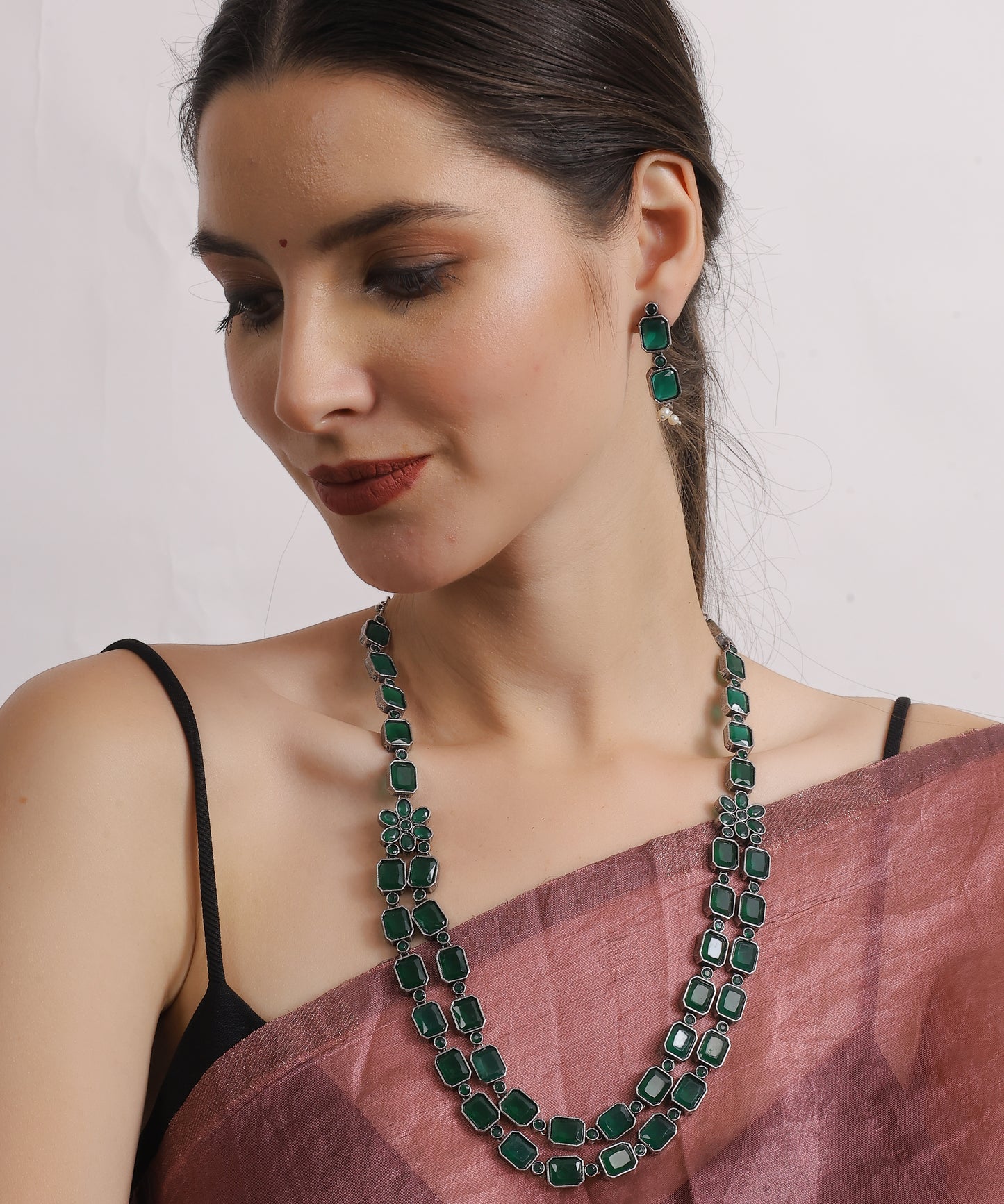 Aqua Layered Floral Necklace Set