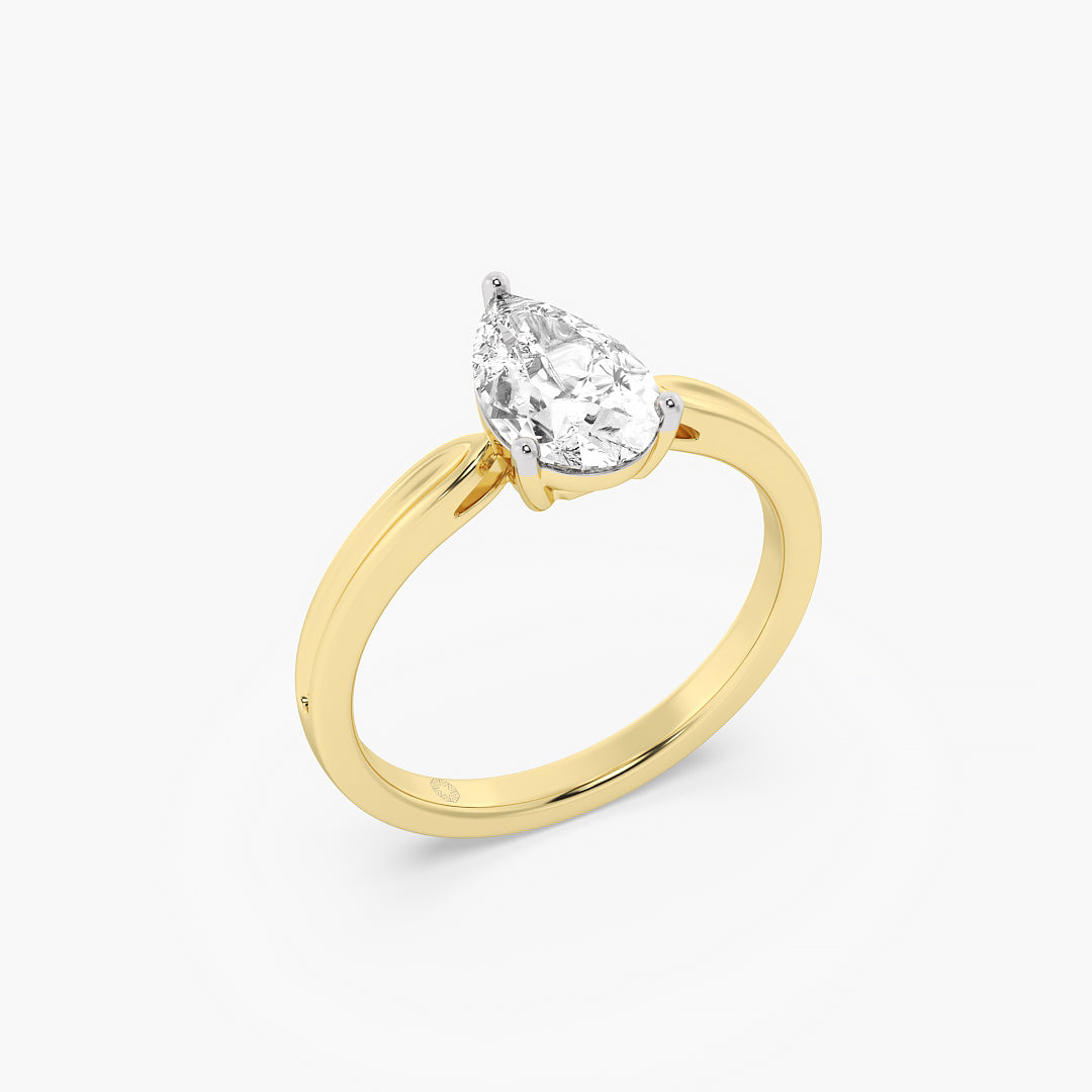 Golden Teardrop Solitaire Ring