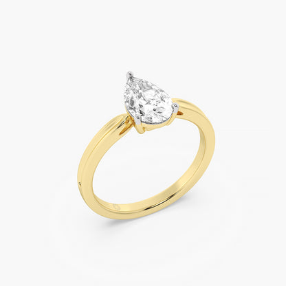 Golden Teardrop Solitaire Ring