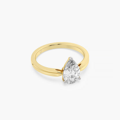 Golden Teardrop Solitaire Ring