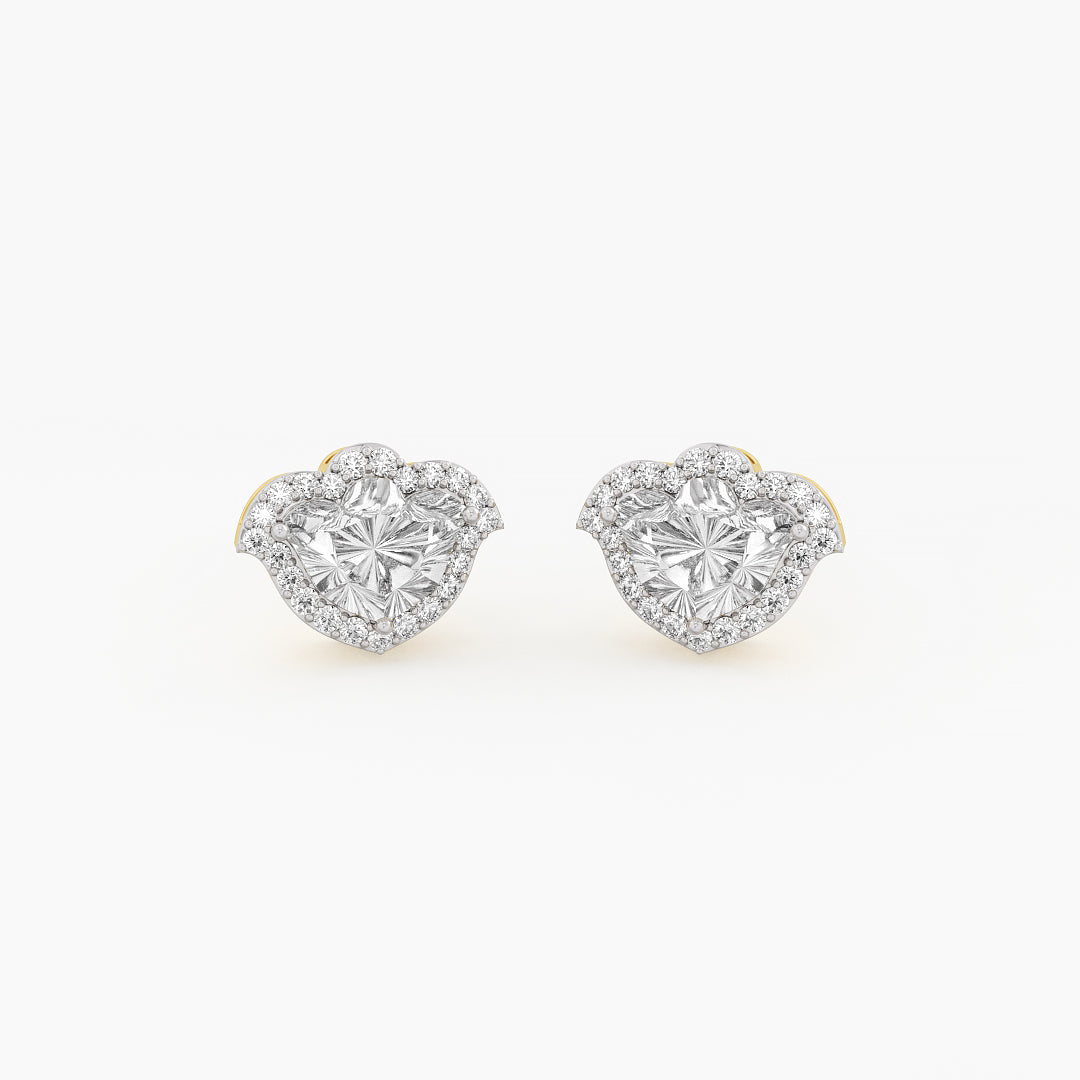 Floral Halo Diamond Stud Earrings.