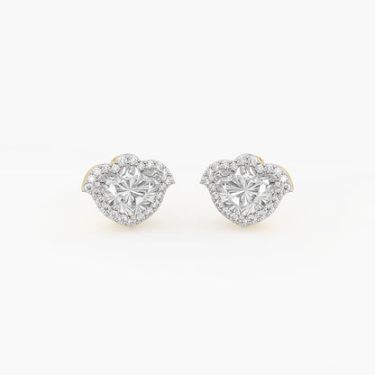 Floral Halo Diamond Stud Earrings.