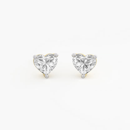 Heart-Shaped Diamond Stud Earrings