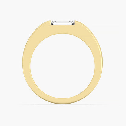 Emerald-Cut Grooved Gold Band