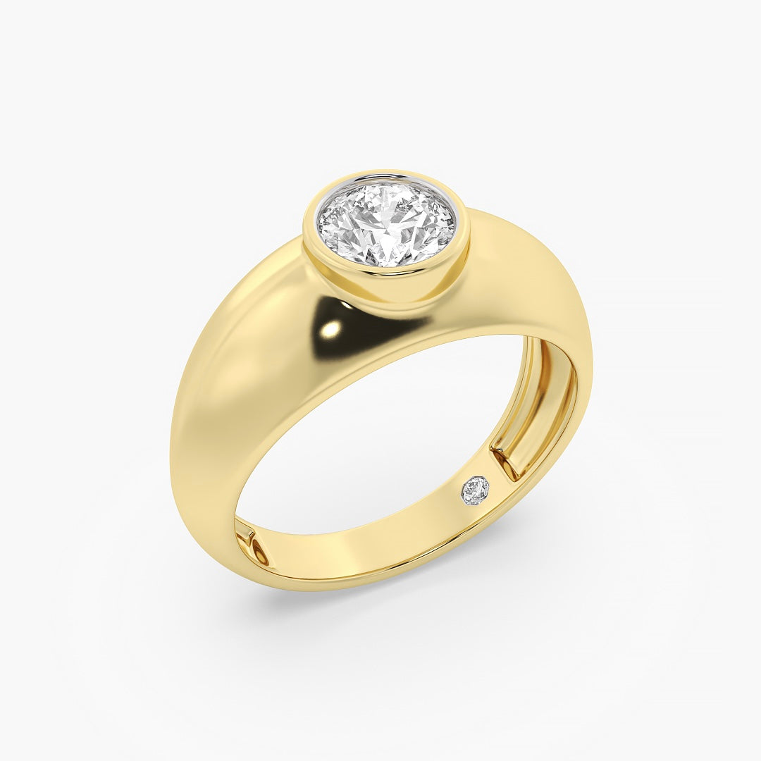 Classic Bezel Round Diamond Gold Ring