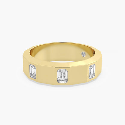 Emerald-Cut Trio Gold Band