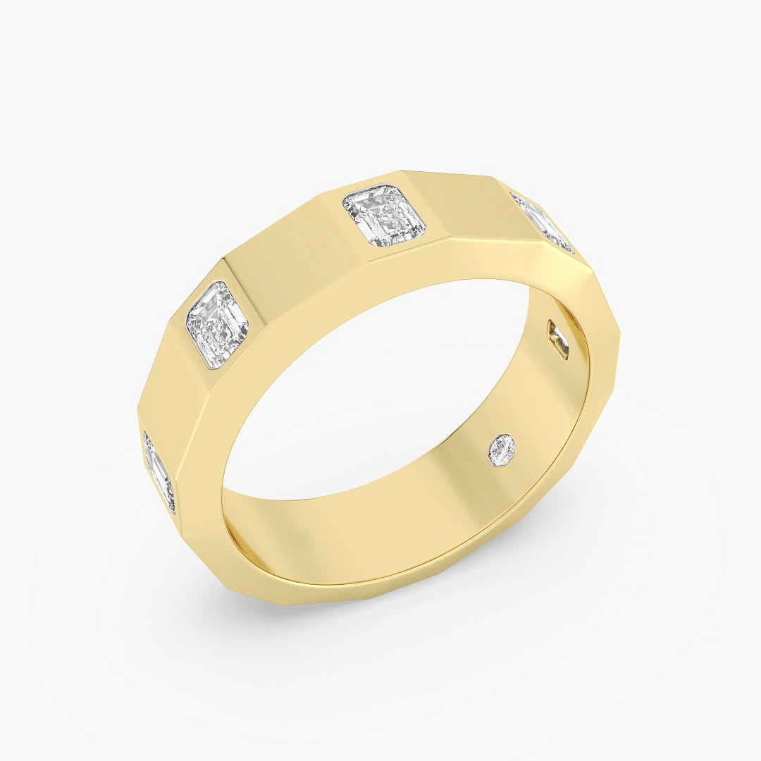 Emerald-Cut Trio Gold Band