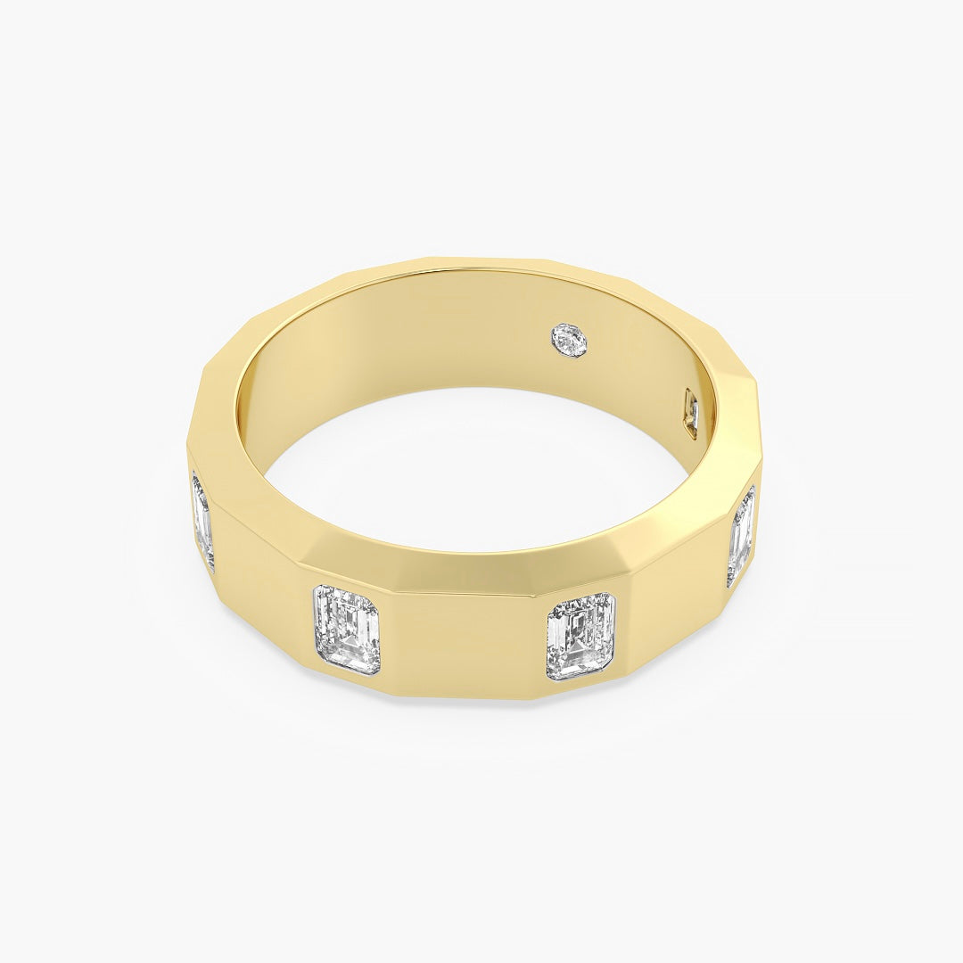Emerald-Cut Trio Gold Band
