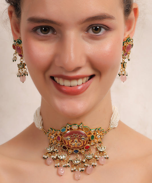 Lotus Kundan Heritage Choker