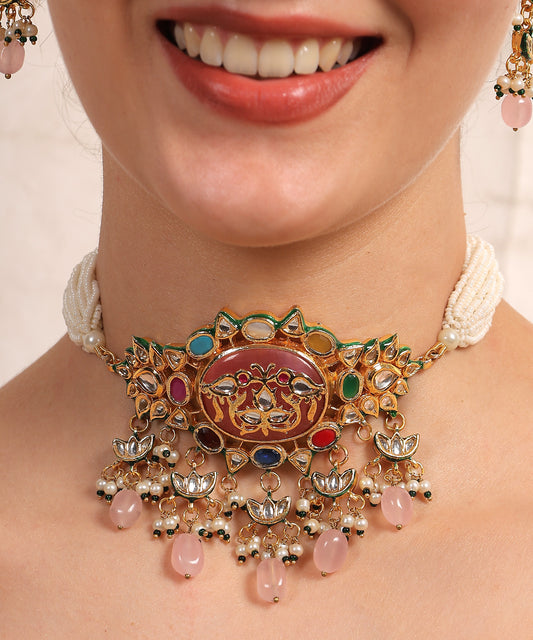 Lotus Kundan Heritage Choker