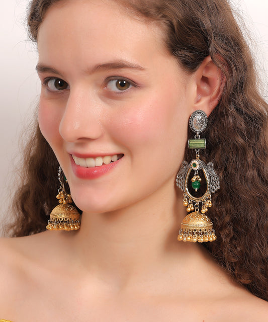 Peacock Temple Jhumka Earrings
