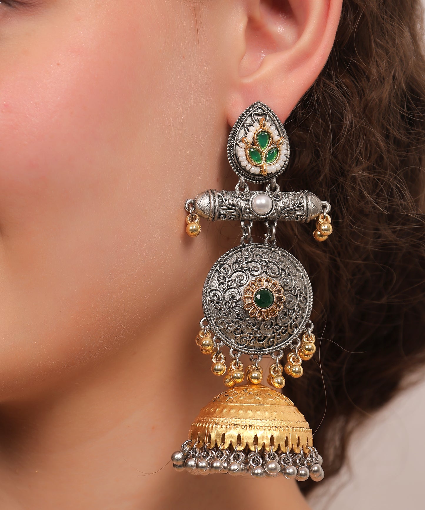 Temple Charm Lotus Jhumkas