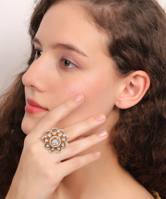 Floral Radiance Statement Cocktail Ring