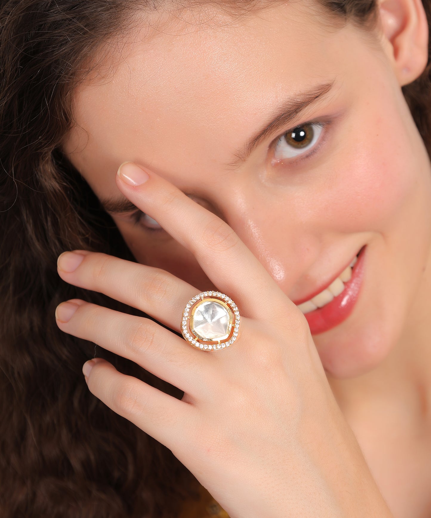 Celestial Mirror Kundan Ring